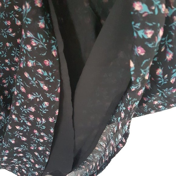 Forever 21 Women Black Floral Blouse Top, Size S - Picture 9 of 10